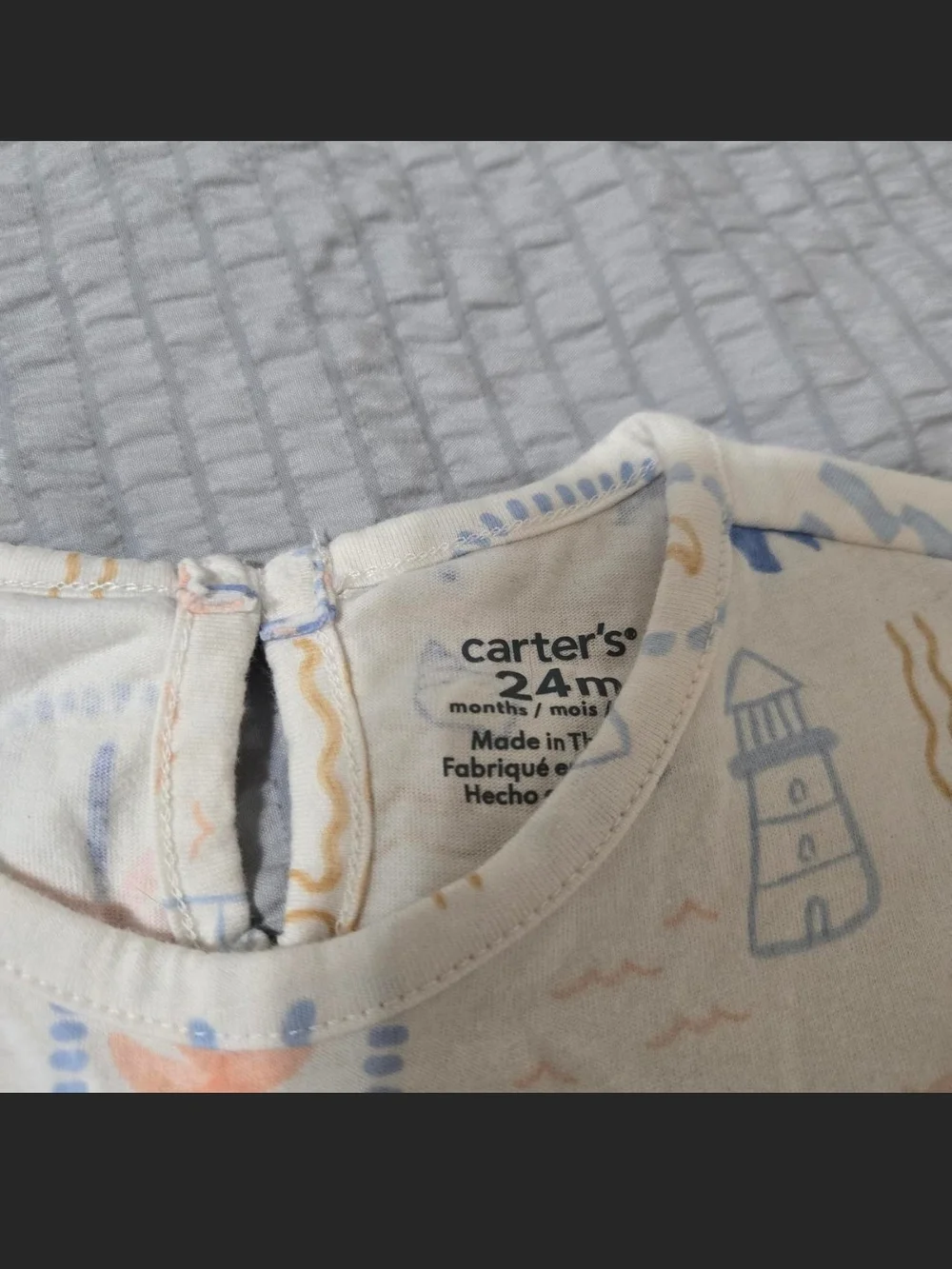 Carter's Peach Coral Cardigan & White Nautical Print Dress Set